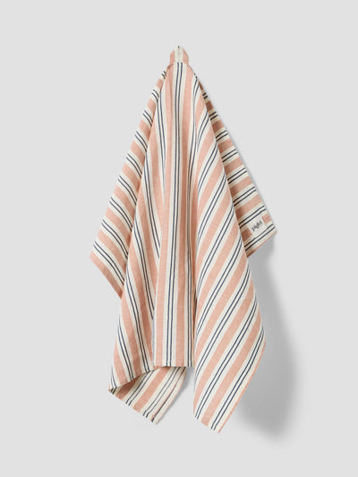 Warm Clay Somerley Stripe Linen Blend Tea Towel