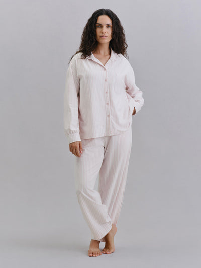 Rose Stripe Peter Pan Cotton Jersey Trouser Set - alternate image