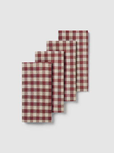 Rhubarb Gingham Linen Blend Napkins Set of 4