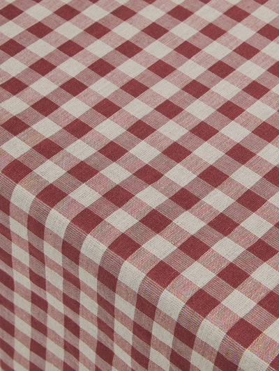 Rhubarb Gingham Linen Blend Tablecloth Detail