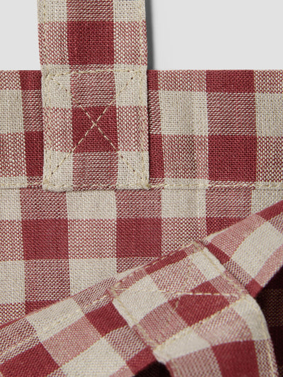 Rhubarb/Oatmeal Gingham Linen Blend Tote Bag - alternate image
