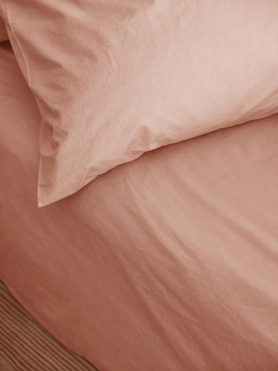 Blush Pink Washed Cotton Percale Fitted Sheet
