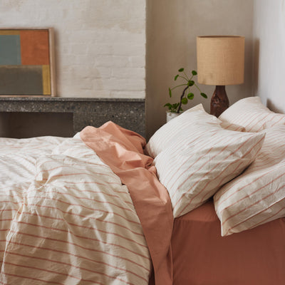 Blush Pink Slumber Stripe Cotton Duvet Cover - alternate image
