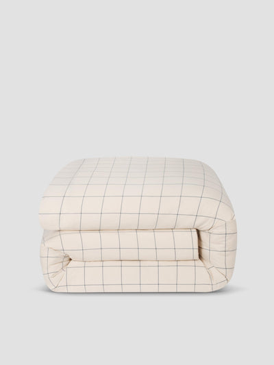Dream Blue Burlow Check Cotton Percale Duvet Cover