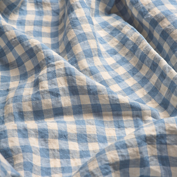 Close-up of blue and white checkered fabric