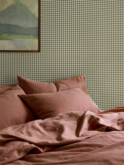 Botanical Green Gingham Wallpaper - alternate image