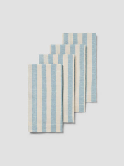 Set de 4 serviettes en mélange de lin Coastal Blue Pembroke Stripe