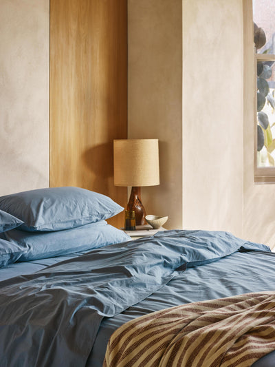Cove Blue Washed Cotton Percale Duvet Cover