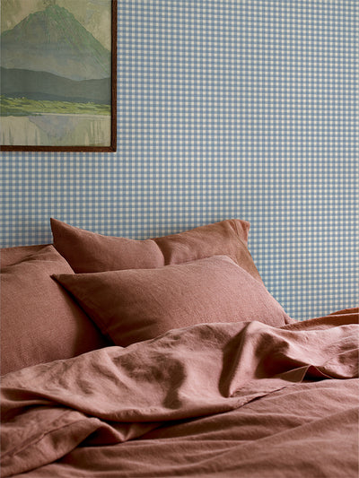 Dusty Blue Gingham Wallpaper - alternate image
