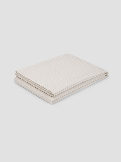 Dusk Blue Folk Stripe Linen Blend Flat Sheet