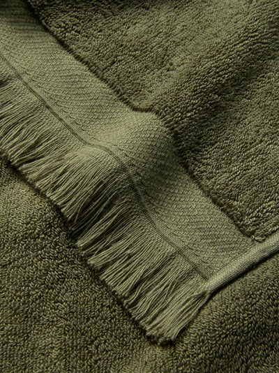 Olive Green Fringe Edge Cotton Towels