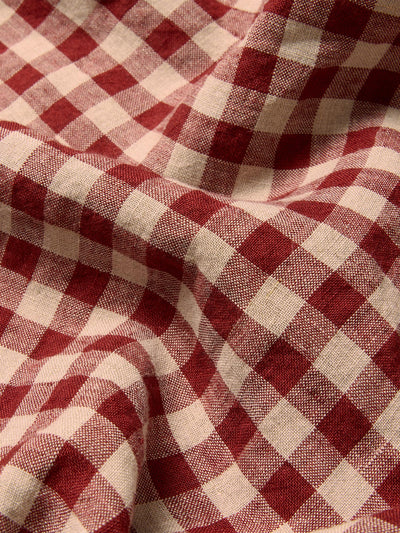 Rhubarb/Oatmeal Gingham Linen Swatch
