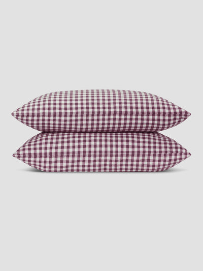 Berry Gingham Linen Blend Pillowcases (Pair) - alternate image