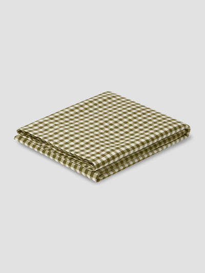 Botanical Green Gingham Linen Blend Flat Sheet