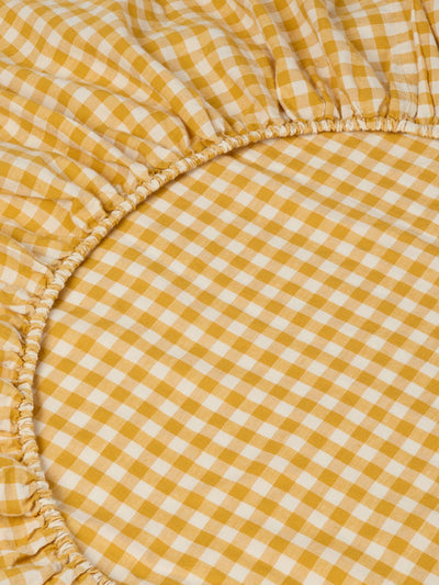 Honey Gingham Linen Blend Fitted Sheet