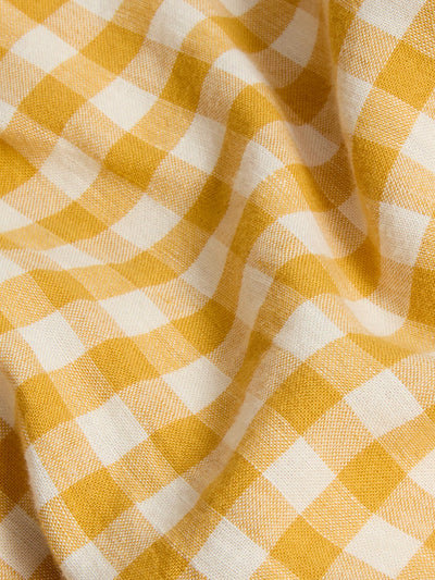 Honey Gingham Linen Blend Flat Sheet