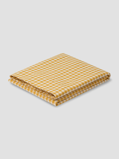 Honey Gingham Linen Blend Flat Sheet