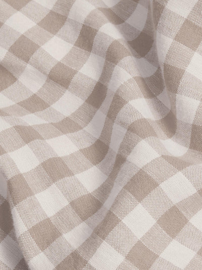 Mushroom Gingham Linen Blend Pillowcases (Pair)