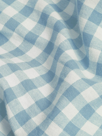 Warm Blue Gingham Linen Blend Pillowcases (Pair)