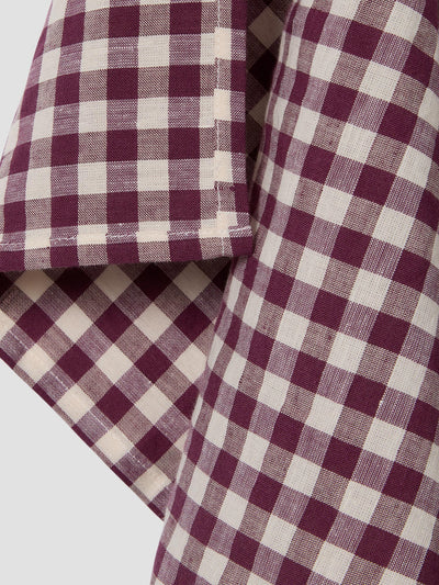 Berry Gingham Linen Blend Tea Towel