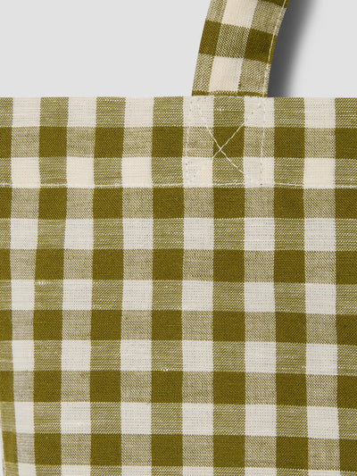 Botanical Green Gingham Linen Blend Tote Bag - alternate image