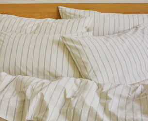 Mellow Green Slumber Stripe Cotton Pillowcases (Pair)