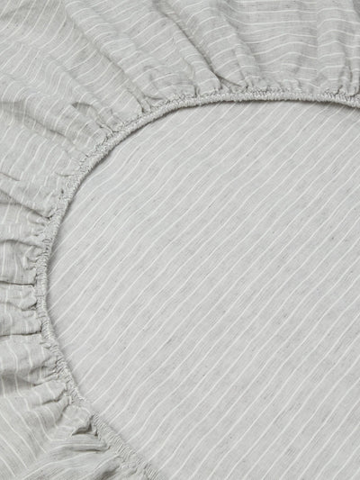 Grey Mini Stripe Linen Blend Fitted Sheet