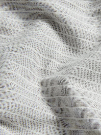 Grey Mini Stripe Linen Blend Flat Sheet