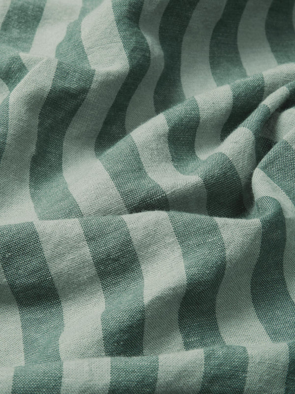 Close-up of green and white striped fabric