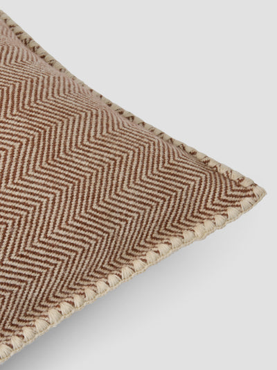 Mocha Herringbone Wool Rectangle Cushion Cover - alternate image
