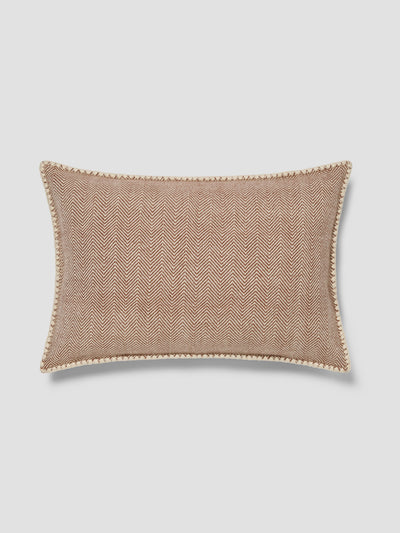 Mocha Herringbone Wool Rectangle Cushion Cover