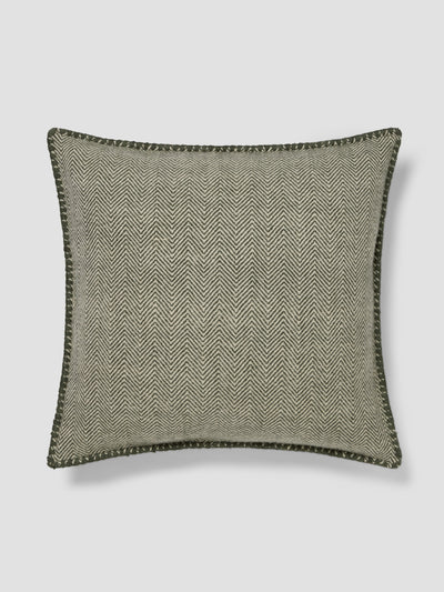 Fern Green Herringbone Wool Square Cushion Cover