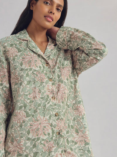 Soft Sage Honeysuckle Cotton Trouser Set