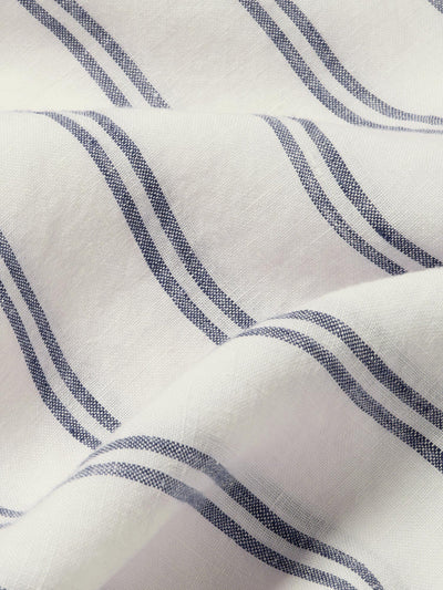 Ivory Kemptown Stripe Linen Blend Flat Sheet