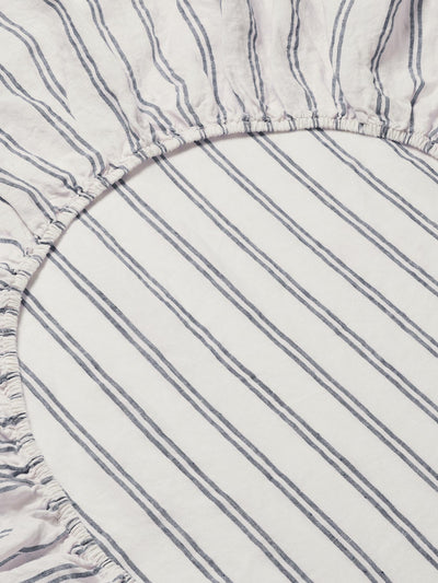 Ivory Kemptown Stripe 100% Linen Fitted Sheet