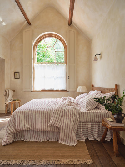 Rhubarb Kemptown Stripe Linen Blend Duvet Cover - alternate image