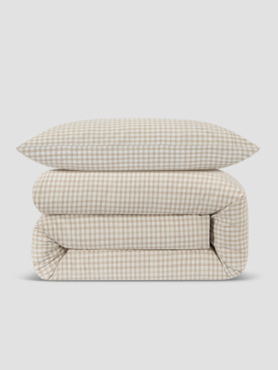 Café au Lait Gingham Kids Cotton Bedding Set