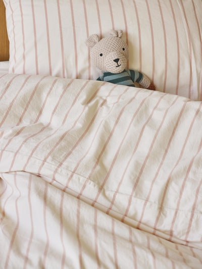 Blush Pink Slumber Stripe Kids Cotton Bedding Set