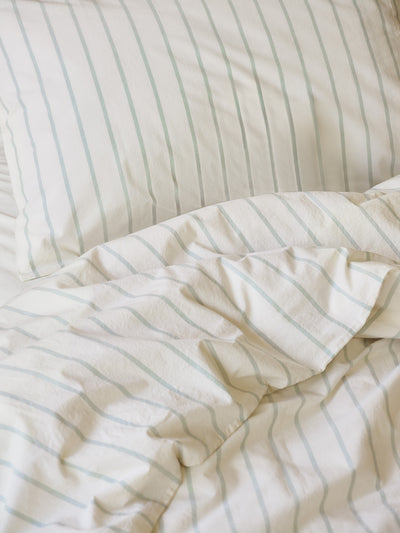Mellow Green Slumber Stripe Kids Cotton Bedding Set