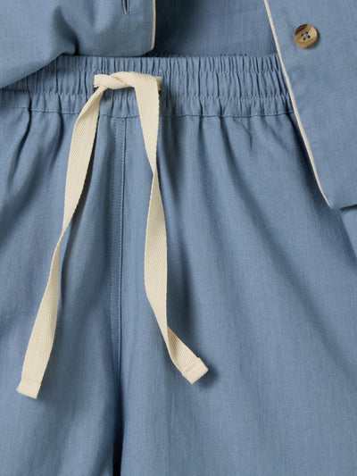 Dusk Blue Linen Blend Pyjama Short Set