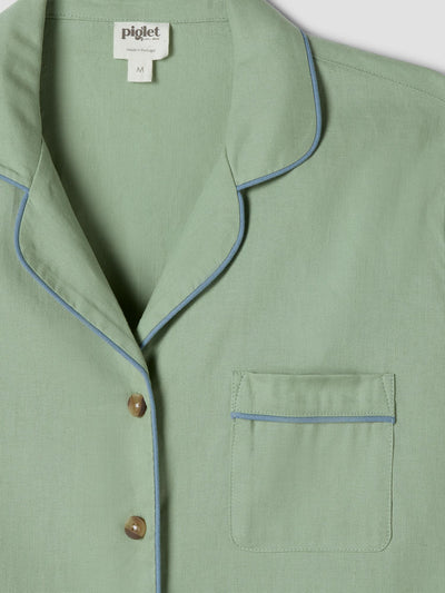 Sage Green Linen Blend Pyjama Trouser Set - alternate image