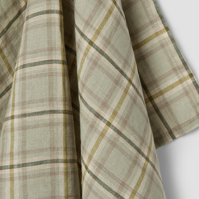 Laurel Green Check 100% Linen Tea Towel - alternate image