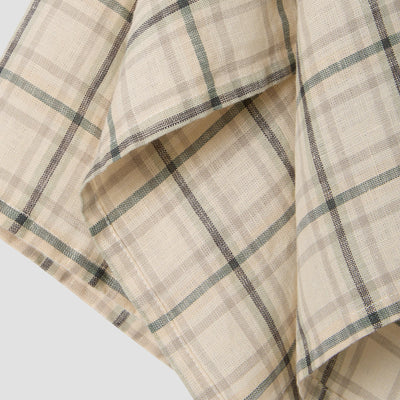 Natural Check 100% Linen Tea Towel - alternate image