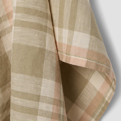 Taupe Check 100% Linen Tea Towel - alternate image