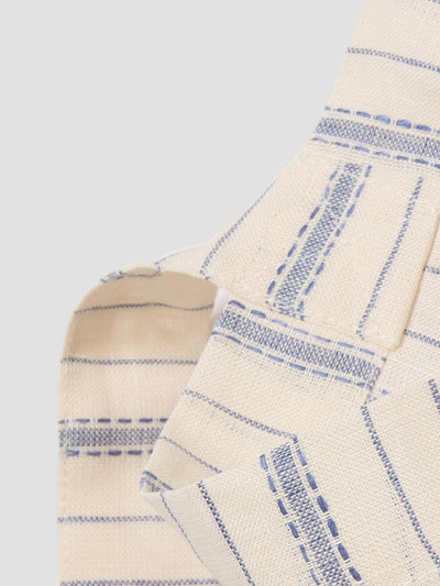 Dusk Blue Ticking Stripe 100% Linen Tote Bag