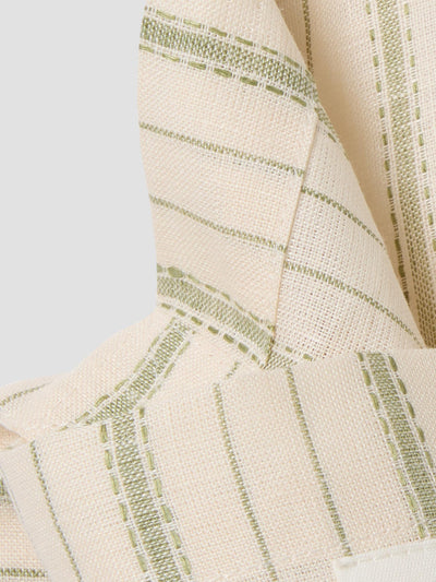 Pear Ticking Stripe 100% Linen Tote Bag