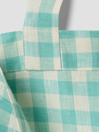 Pistachio Gingham 100% Linen Tote Bag - alternate image