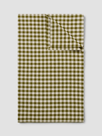 Botanical Green Gingham Linen Blend Tablecloth - alternate image