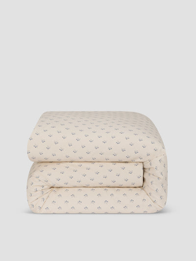 Cove Blue Martha Floral Cotton Duvet Cover