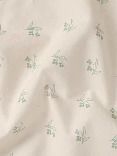 Mellow Green Martha Floral Cotton Fitted Sheet